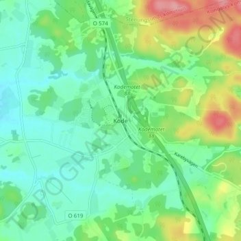 Topografisk karta Kode, höjd, relief
