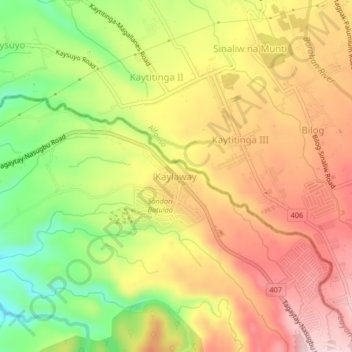 Topografisk karta Kaylaway, höjd, relief