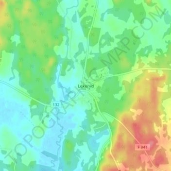 Topografisk karta Lekeryd, höjd, relief