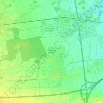 Topografisk karta Lotissement Birkenwald, höjd, relief