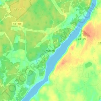 Topografisk karta Nysättra, höjd, relief