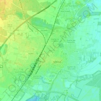 Topografisk karta Sand, höjd, relief