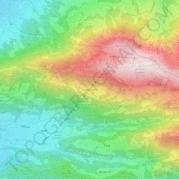Topografisk karta Sonderdach, höjd, relief