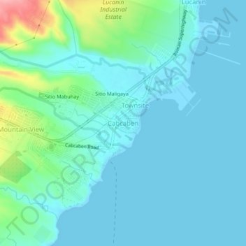 Topografisk karta Cabcaben, höjd, relief