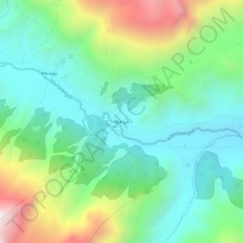 Topografisk karta Mungii, höjd, relief