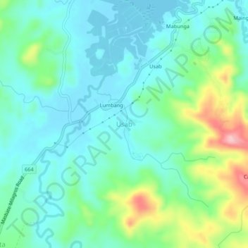Topografisk karta Usab, höjd, relief