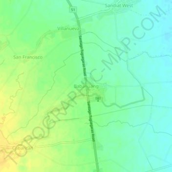 Topografisk karta Babanuang, höjd, relief