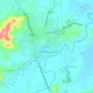Topografisk karta Rizal, höjd, relief