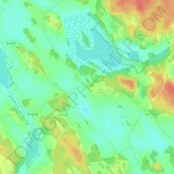 Topografisk karta Flodafors, höjd, relief