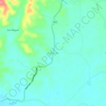 Topografisk karta Batucan, höjd, relief