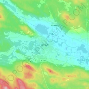 Topografisk karta Edsbyn, höjd, relief