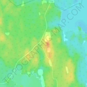 Topografisk karta Baggetorp, höjd, relief