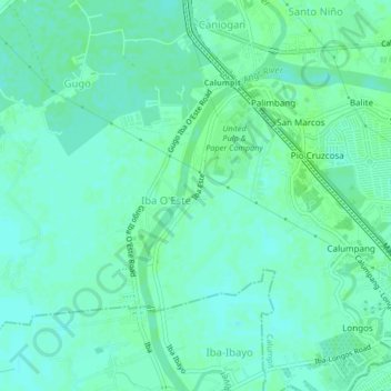 Topografisk karta Iba Este, höjd, relief