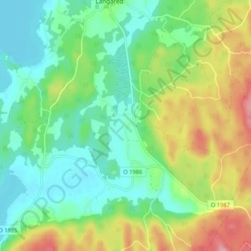 Topografisk karta Börta, höjd, relief