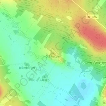 Topografisk karta Stålberget, höjd, relief