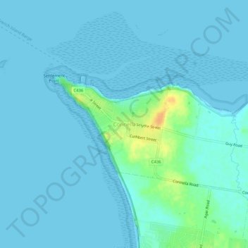 Topografisk karta Corinella, höjd, relief