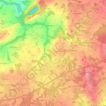Topografisk karta Le Préron, höjd, relief