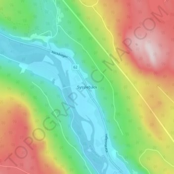 Topografisk karta Sysslebäck, höjd, relief