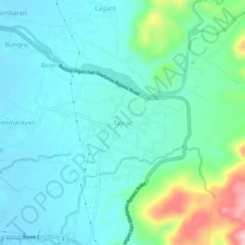 Topografisk karta Tay-ac, höjd, relief