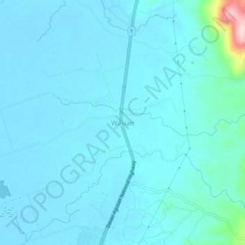 Topografisk karta Wasian, höjd, relief