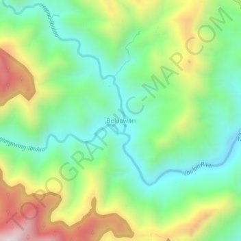 Topografisk karta Bokiawan, höjd, relief