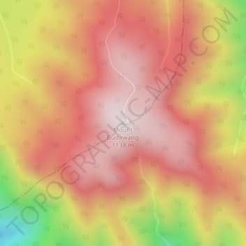 Topografisk karta Mount Budawang, höjd, relief