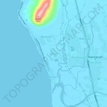 Topografisk karta Turod, höjd, relief