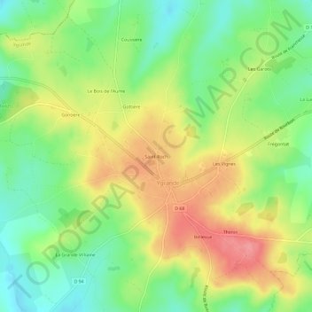 Topografisk karta Saint-Roch, höjd, relief