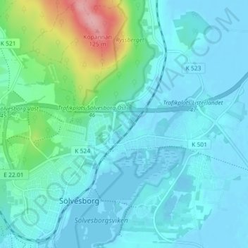 Topografisk karta Bokedal, höjd, relief