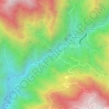 Topografisk karta Riverside, höjd, relief
