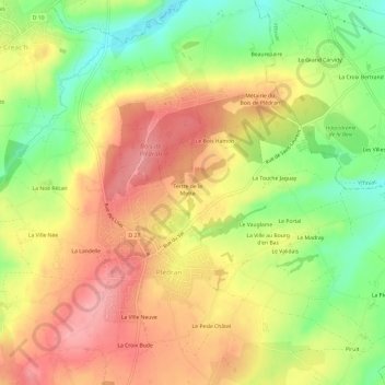 Topografisk karta La Motte, höjd, relief