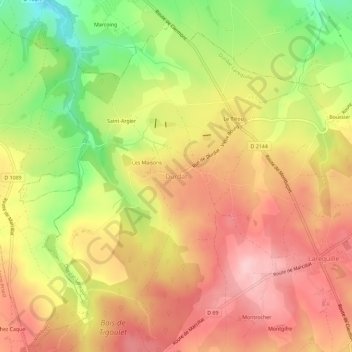 Topografisk karta Durdat, höjd, relief