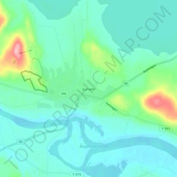 Topografisk karta Junsele, höjd, relief