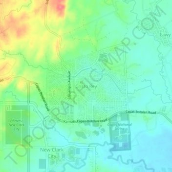 Topografisk karta Cristo Rey, höjd, relief