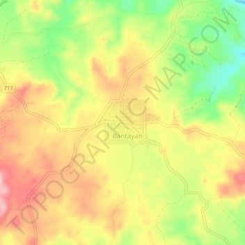 Topografisk karta Bantayan, höjd, relief