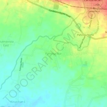 Topografisk karta Pahinga Sur, höjd, relief