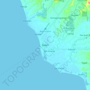 Topografisk karta Bulan, höjd, relief