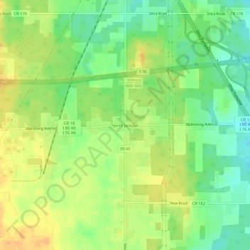 Topografisk karta North Jackson, höjd, relief
