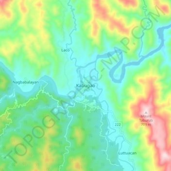 Topografisk karta Kabugao, höjd, relief