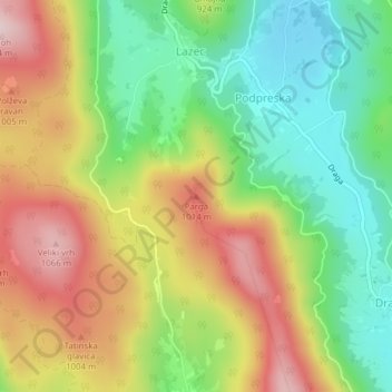 Topografisk karta Parga, höjd, relief