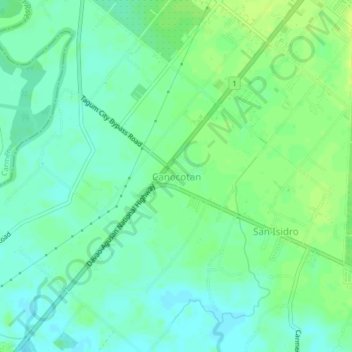 Topografisk karta Canocotan, höjd, relief