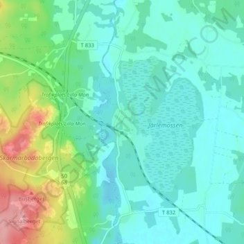 Topografisk karta Järle, höjd, relief