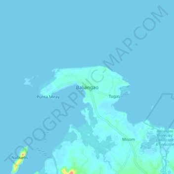 Topografisk karta Baliangao, höjd, relief