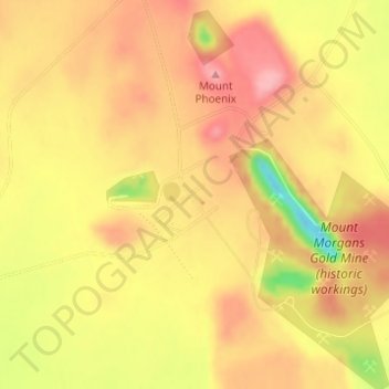 Topografisk karta Mount Morgans, höjd, relief