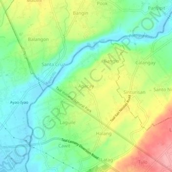 Topografisk karta Apacay, höjd, relief