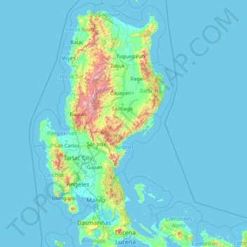 Topografisk karta Quirino, höjd, relief