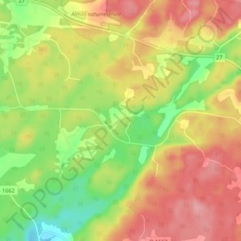 Topografisk karta Nordlid, höjd, relief