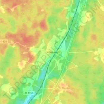 Topografisk karta Killeberg, höjd, relief
