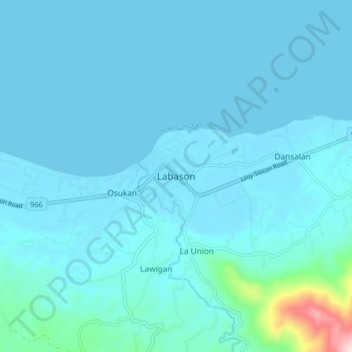 Topografisk karta Labason, höjd, relief