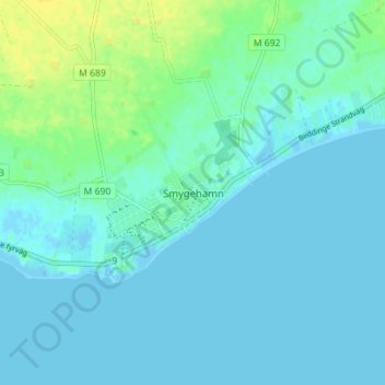 Topografisk karta Smygehamn, höjd, relief